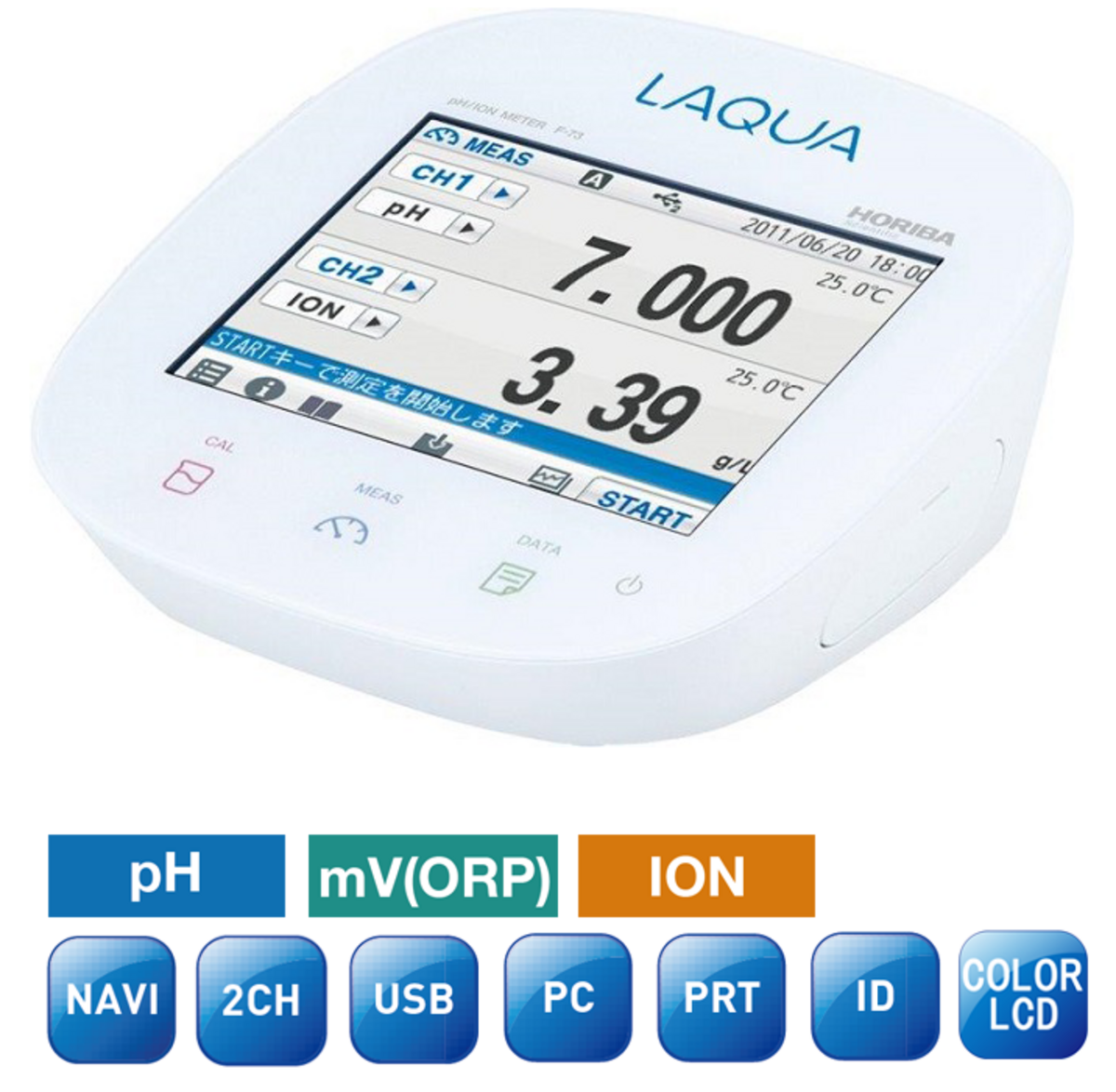 Horiba F-73 Zweikanal-pH/Redox/Ion/Temperatur-Messgerät mit Touchscreen